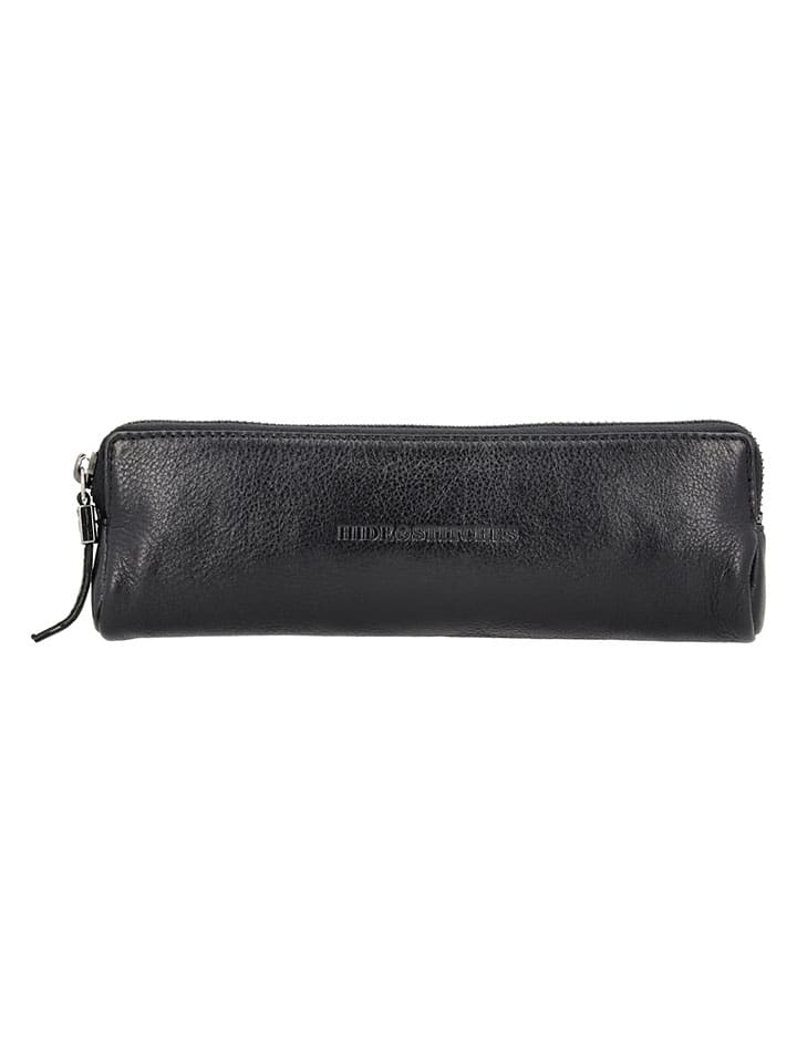 Leder-Federmäppchen in Schwarz - (B)22 x (H)8 x (T)3 cm