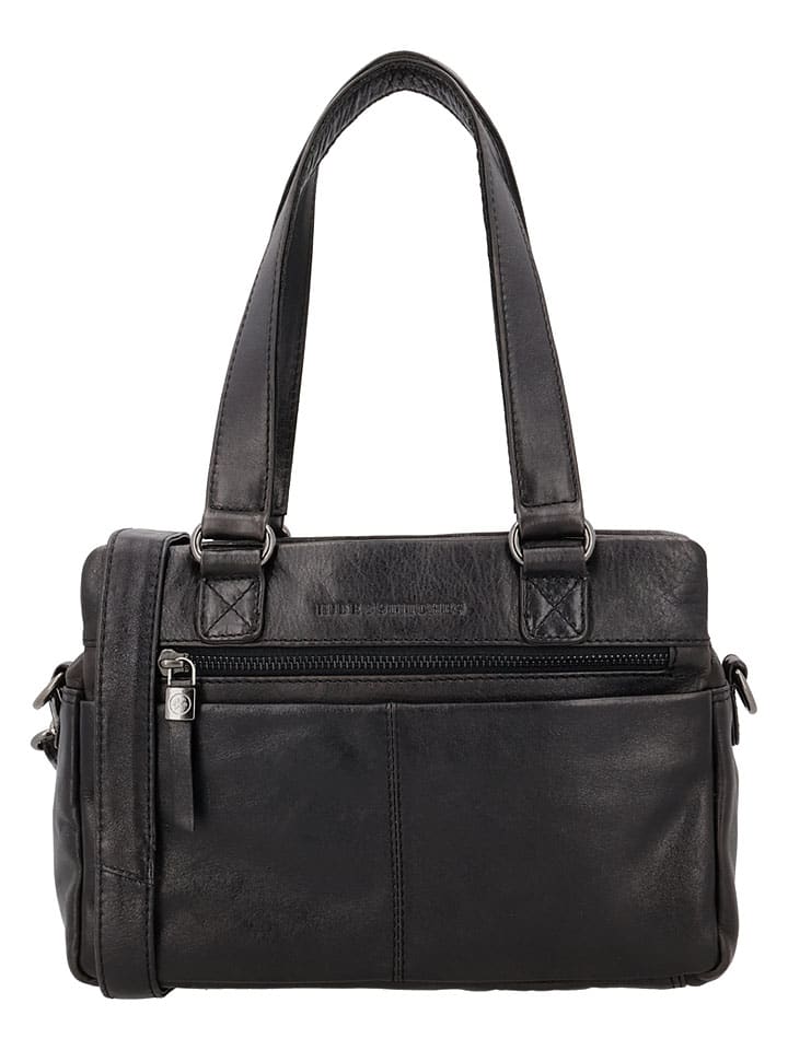 Leren schoudertas zwart - (B)28 x (H)19 x (D)10 cm