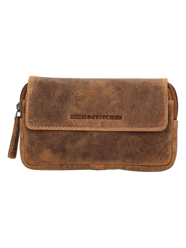 Leder-Gürteltasche in Hellbraun - (B)17 x (H)11,5 x (T)2 cm