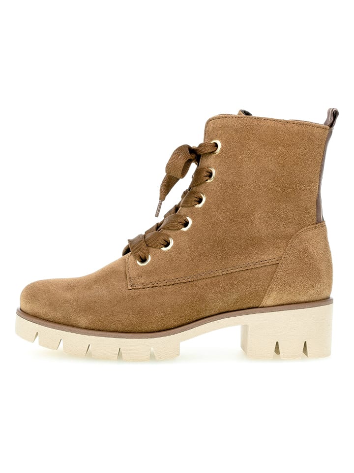 Leren winter-enkellaarzen lichbruin
