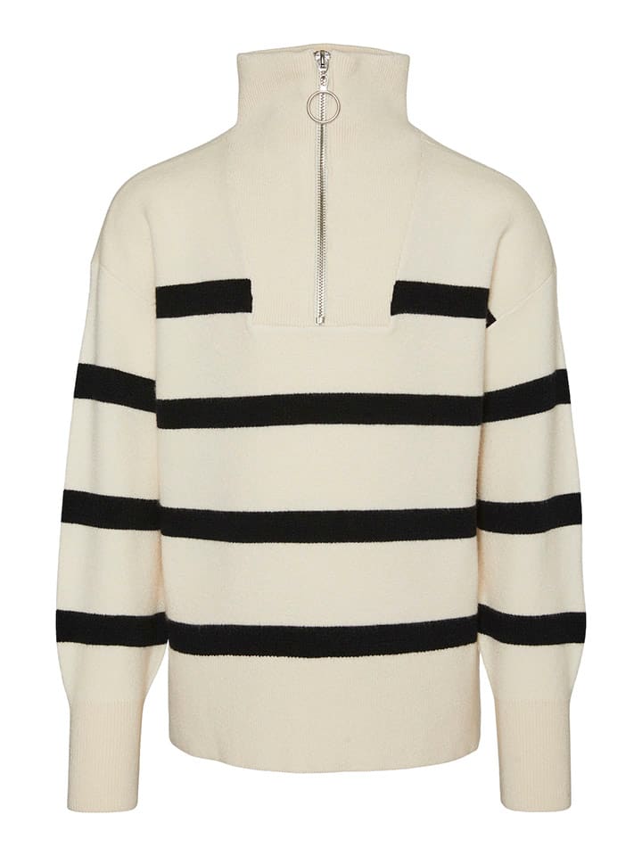 Pullover in Creme/ Schwarz