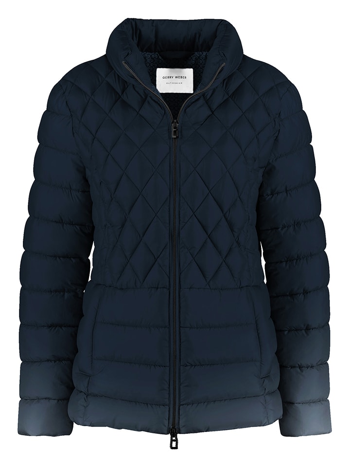 Doorgestikte jas donkerblauw