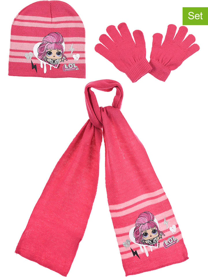 3tlg. Winteraccessoires-Set "LOL Surprise" in Pink