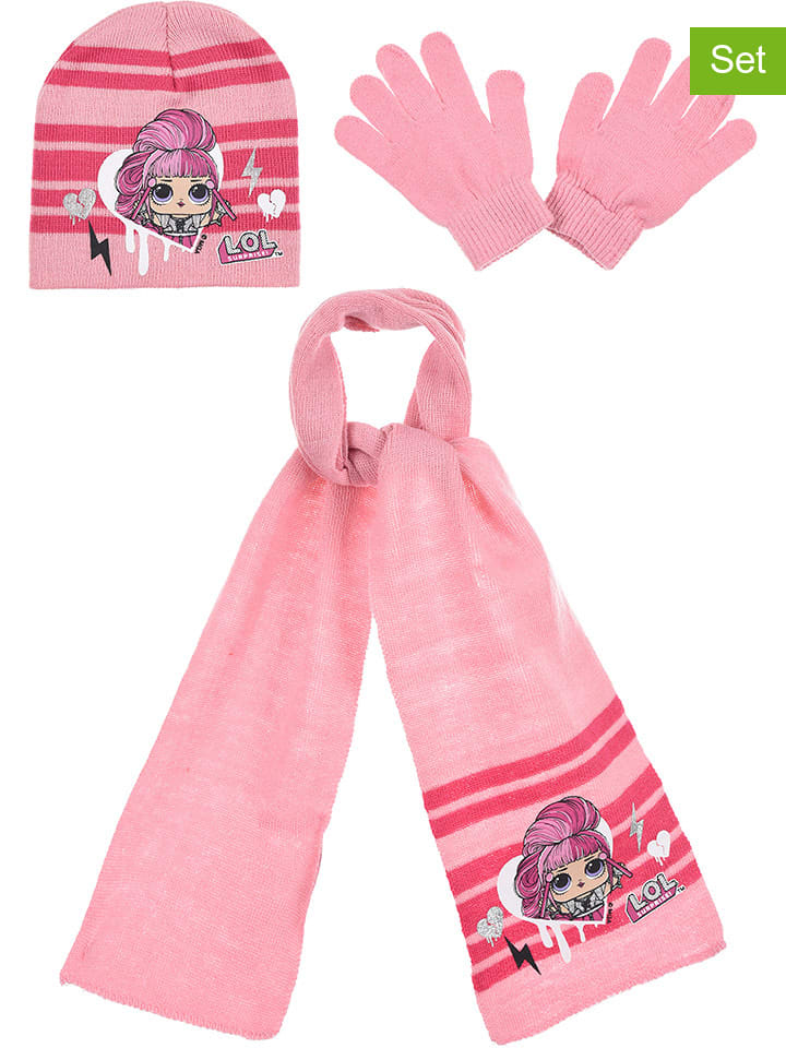 3tlg. Winteraccessoires-Set "LOL Surprise" in Rosa