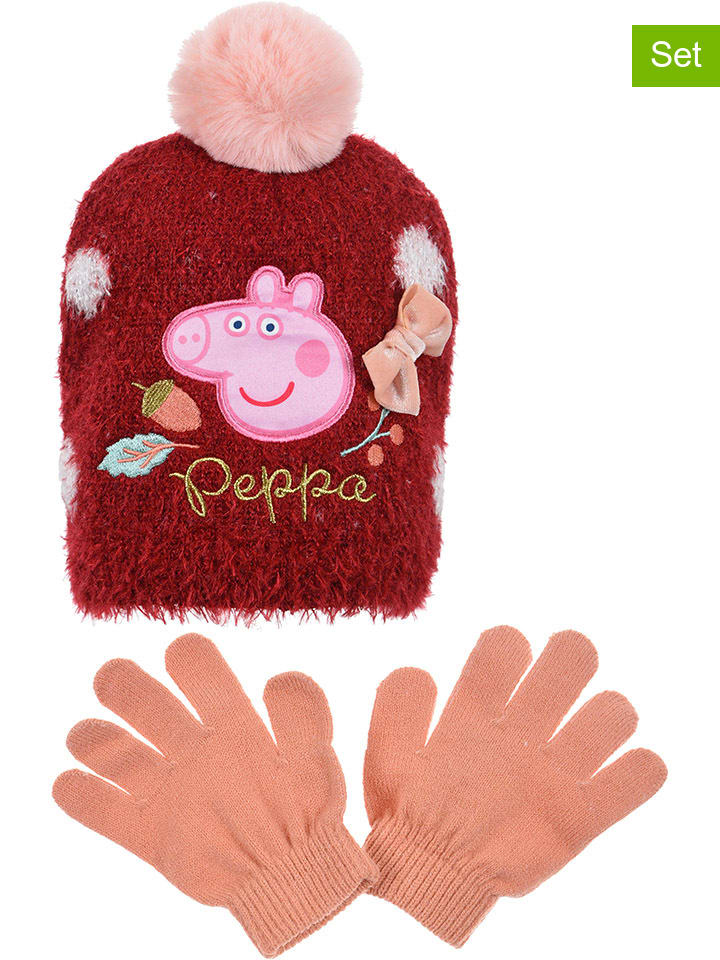 3tlg. Winteraccessoires-Set "Peppa Pig" in Rot