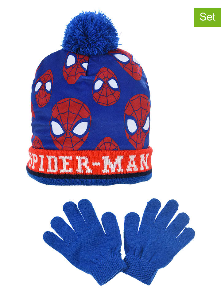 2tlg. Winteraccessoires-Set "Spiderman" in Blau