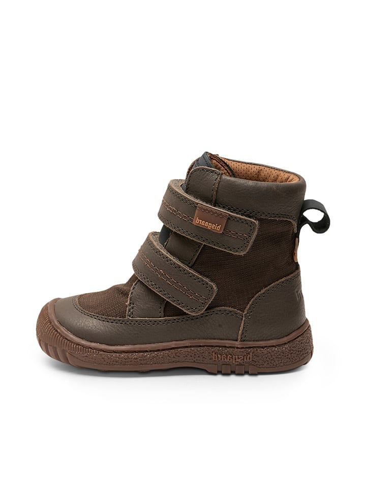 Leder-Boots in Braun/ Anthrazit