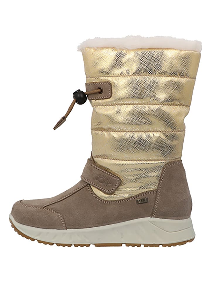 Winterboots "Chiliana" in Hellbraun/ Grau/ Gold