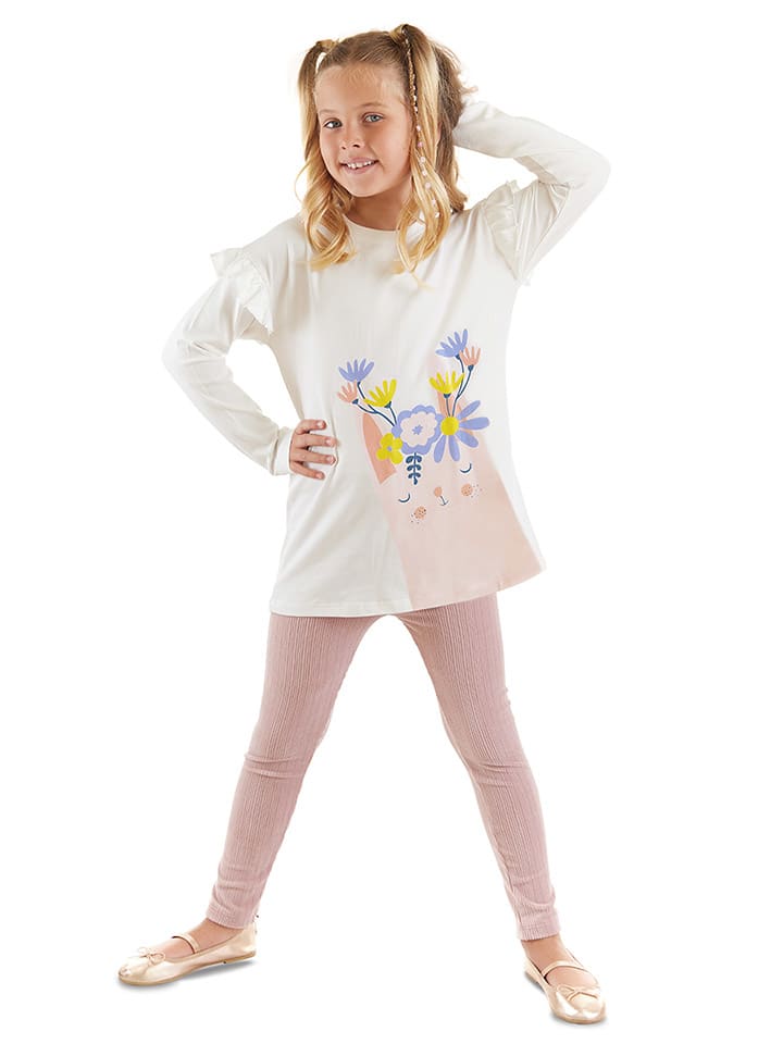 2tlg. Outfit "Flowery Bunny" in Weiß/ Rosa