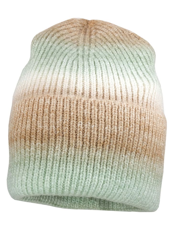 Beanie in Hellbraun/ Grün