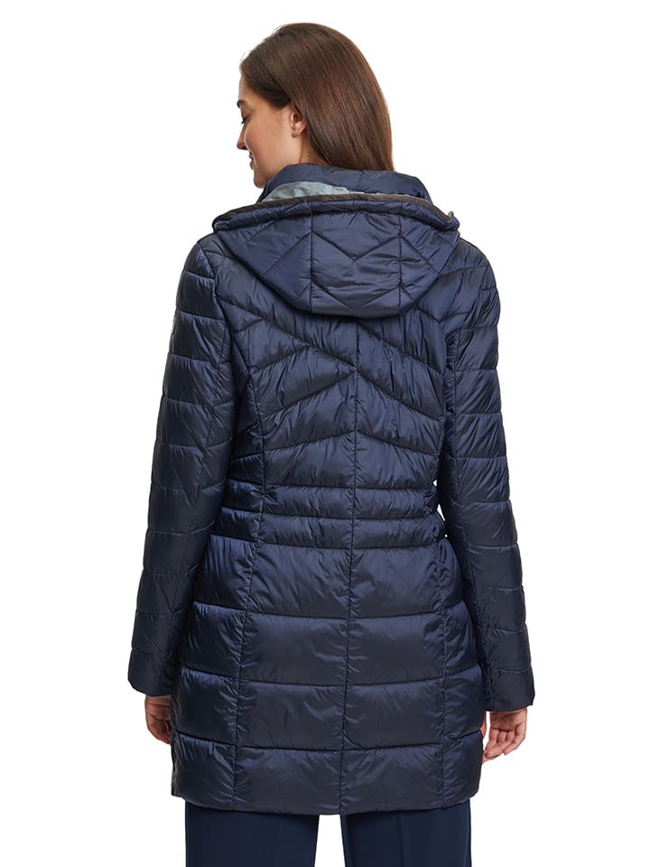 Wolljacke Gil Bret Damen Mantel Blau Mit Kapuze Bret Mantel