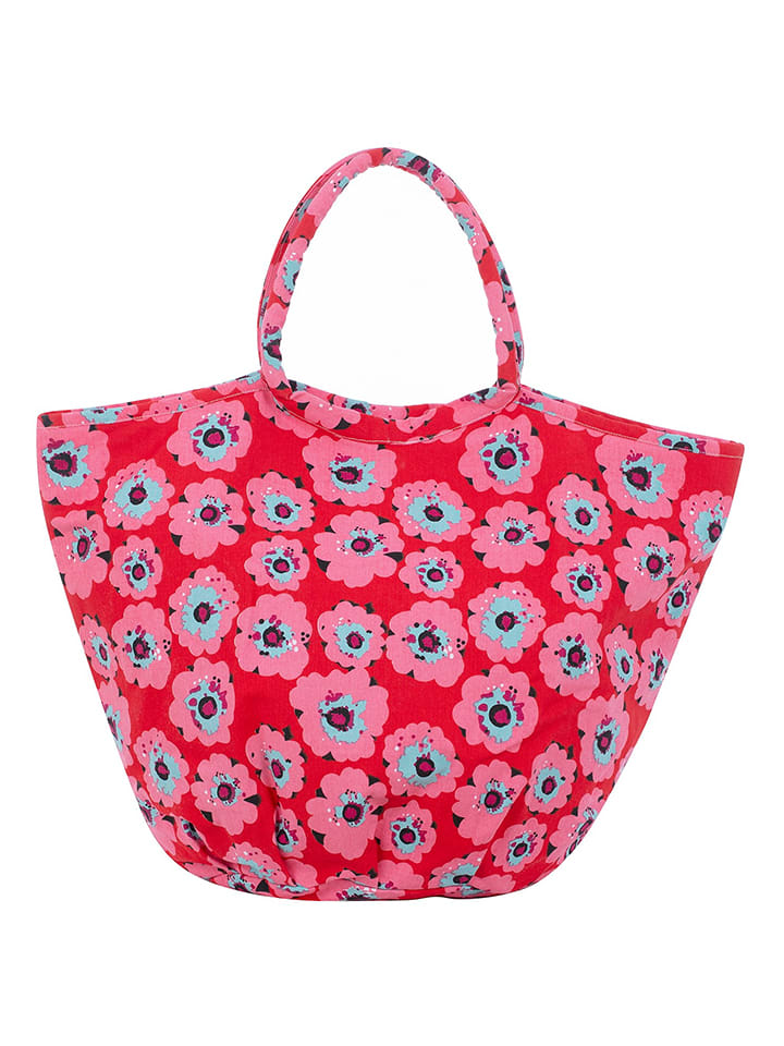 Shopper bag w kolorze czerwono-jasnoróżowym - 63 x 45 x 29 cm