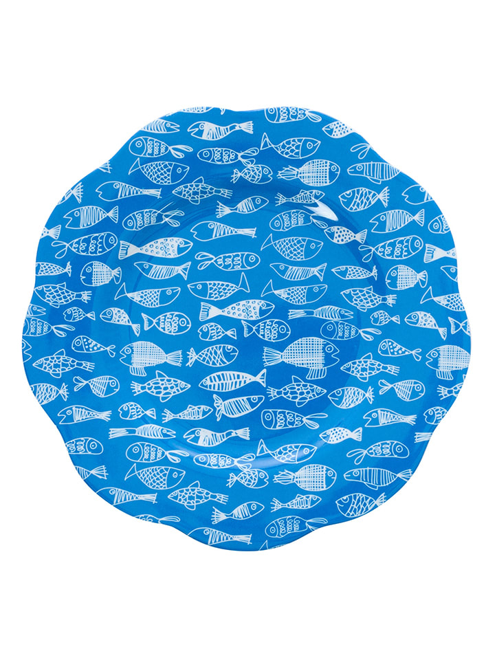 Speiseteller "Crazy Fish" in Blau - Ø 26 cm