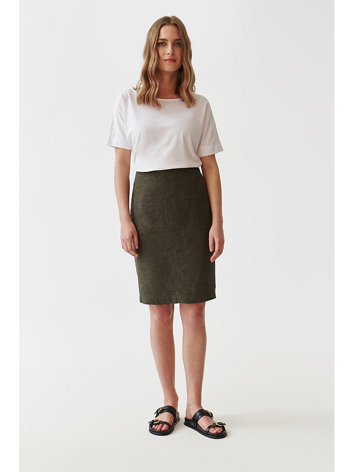 Leinen-Rock in Khaki