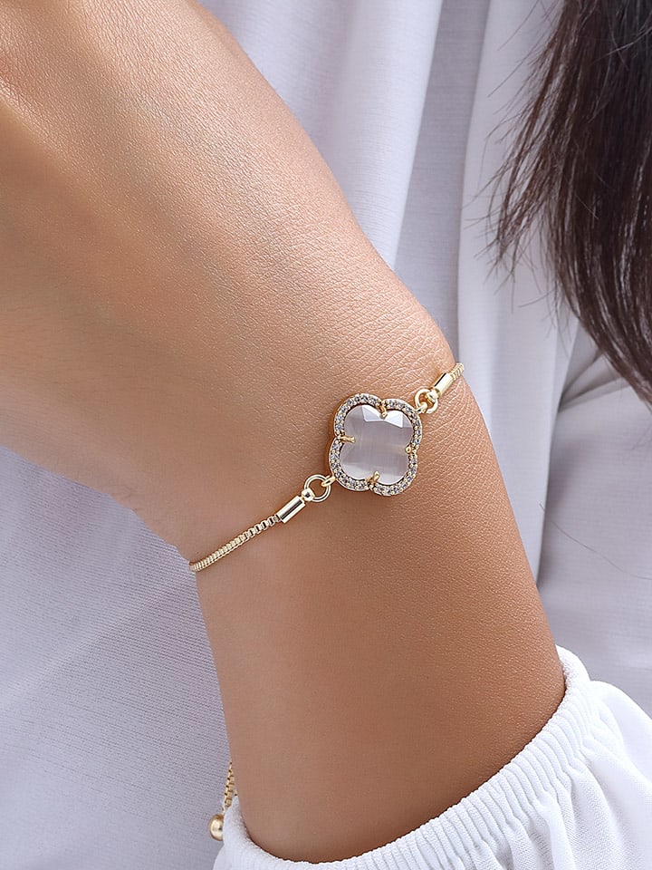 Vergold. Armband mit Zirkonia und Perlmutt