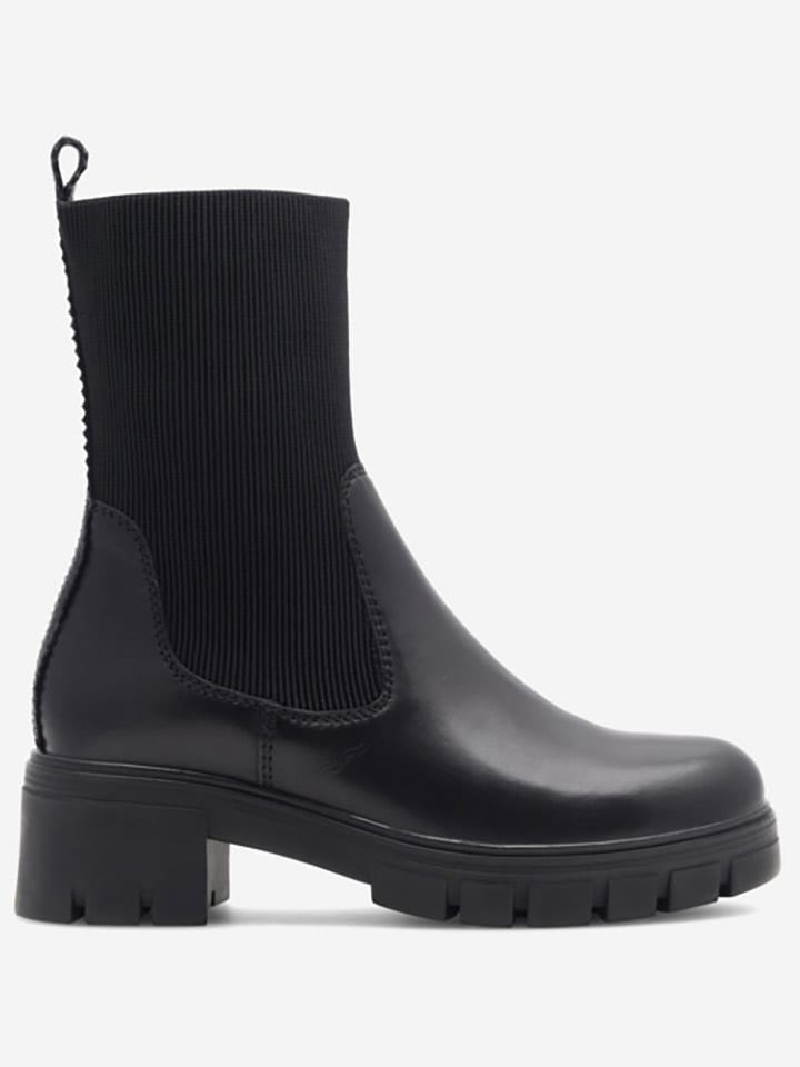Sock style heeled ankle boots with lug soles outlet