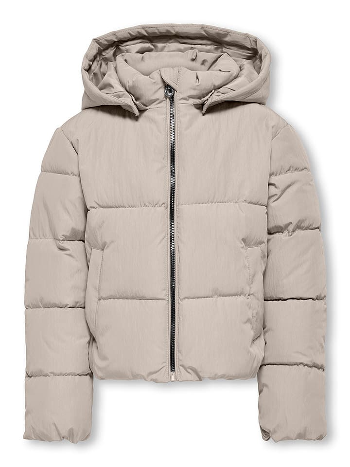 Doorgestikte jas beige