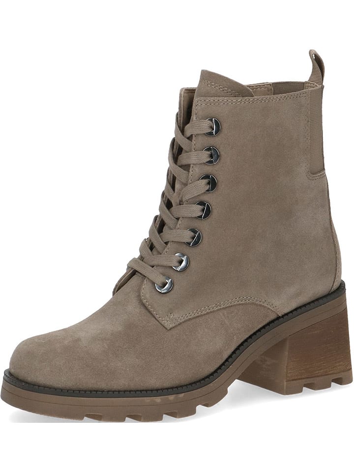 Leder-Stiefeletten in Beige