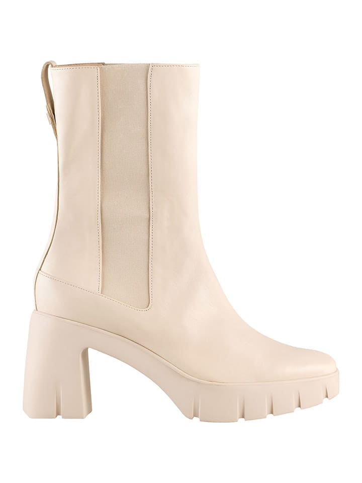 Leren enkellaarzen "Discovery" beige