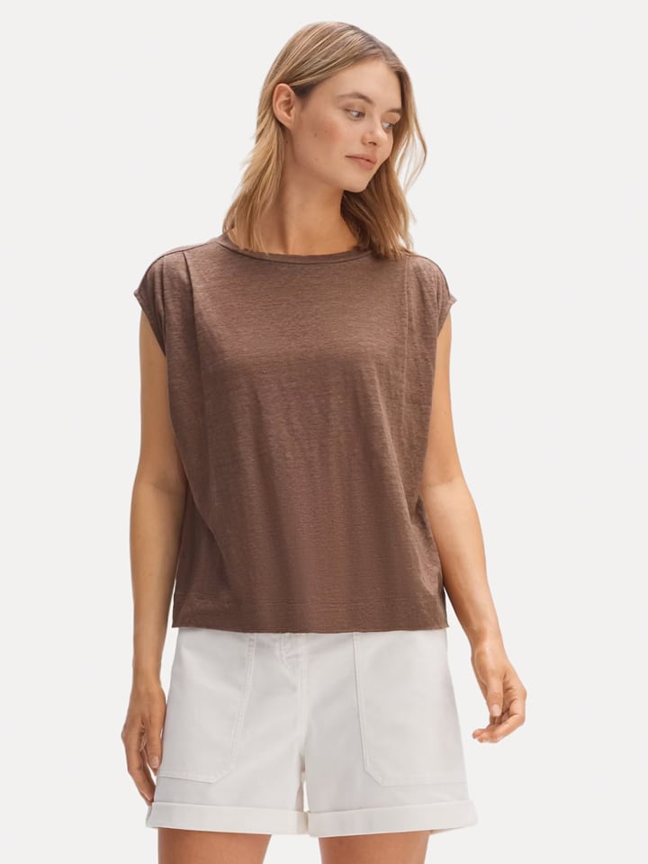 Leinen-Shirt in Braun