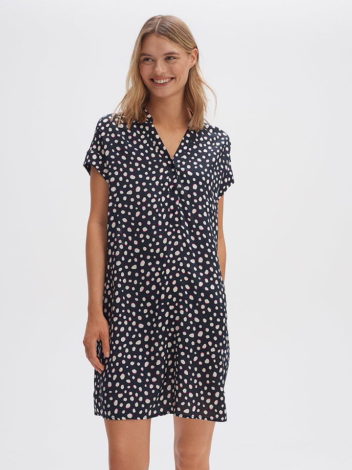 Kleid in Dunkelblau/ Weiß