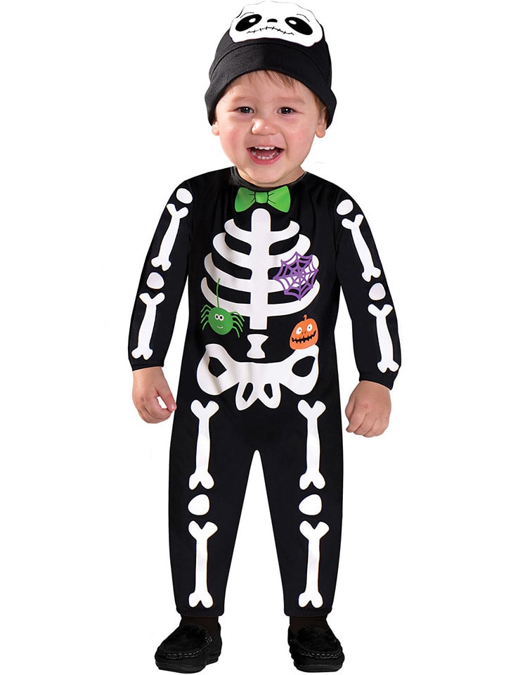 2tlg. Kostüm "Mini Bones" in Schwarz/ Bunt
