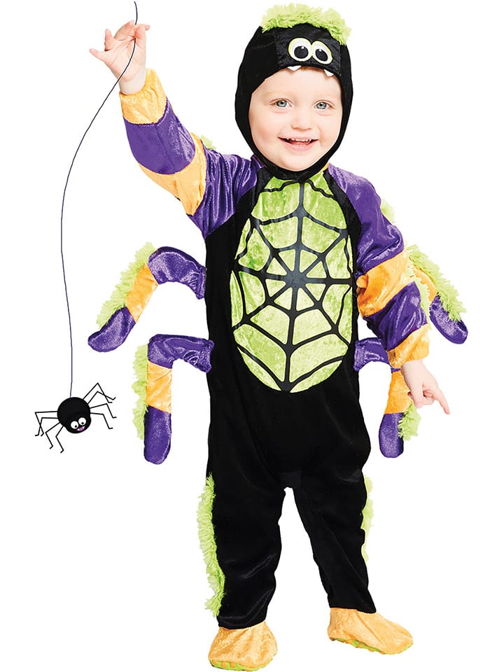 2tlg. Kostüm "Little Spooky Spider" in Schwarz/ Lila/ Gelb