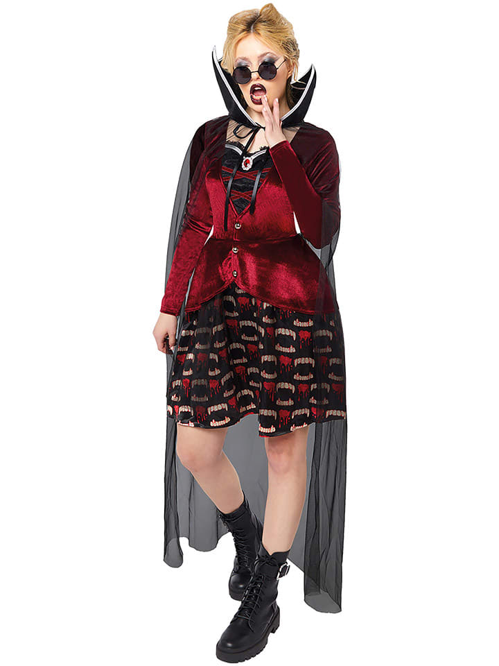 2-częściowy kostium "Midnight Vampiress" w kolorze czerwono-czarnym