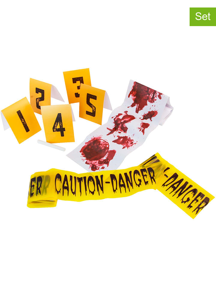 8-delige decoratieve set "Crime Scene" geel/wit/rood