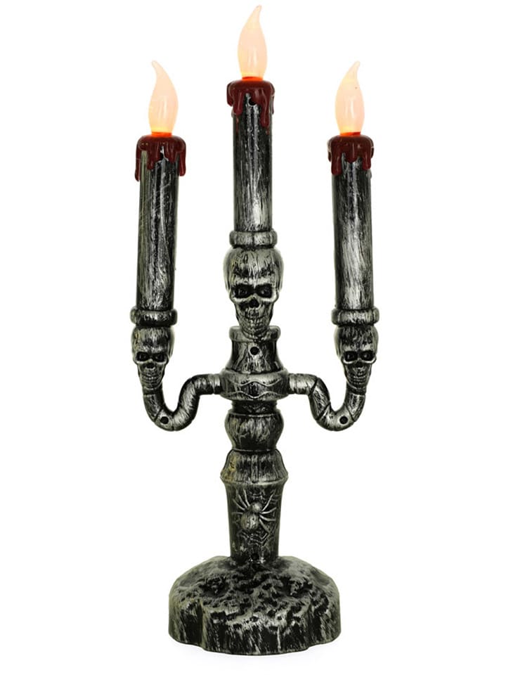 LED-Kerzenständer in Schwarz/ Silber - (H)32 cm