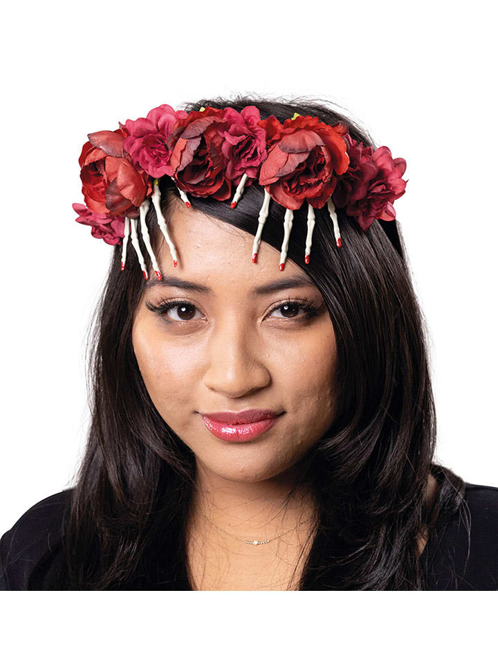 Haarreif "La Catrina" in Rot/ Weiß