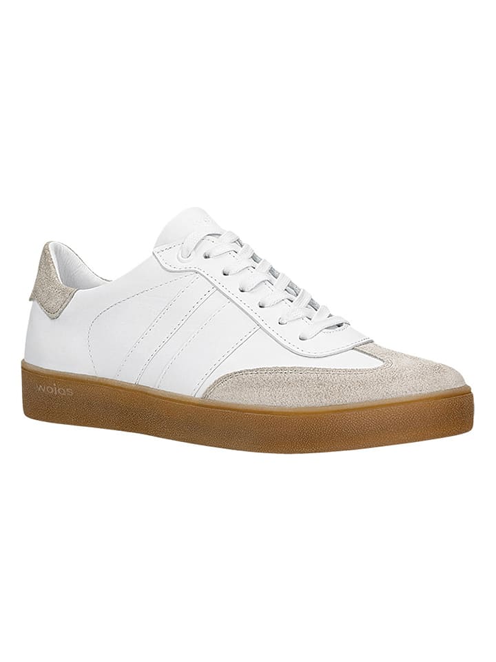 Skórzane sneakersy w kolorze biało-beżowym
