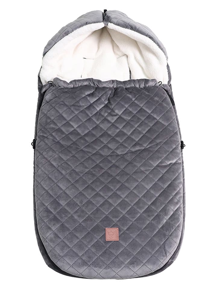 Voetenzak voor babyzitje "X-Large Velvet Hoody" grijs - (L)92 x (B)45 cm