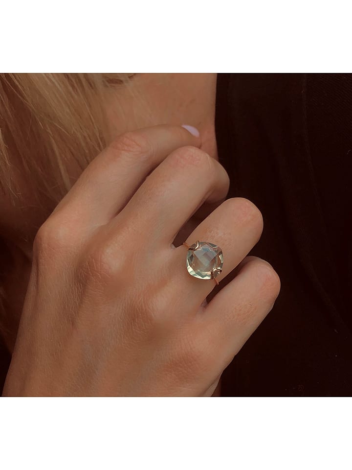 Rosévergulde ring met edelsteen