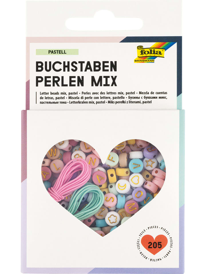 Perlen Mix "BUCHSTABEN PASTELL" in Bunt