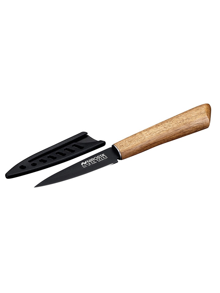 Nóż ''Nirosta'' w kolorze czarno-jasnobrązowym do warzyw - dł. 19,5 cm