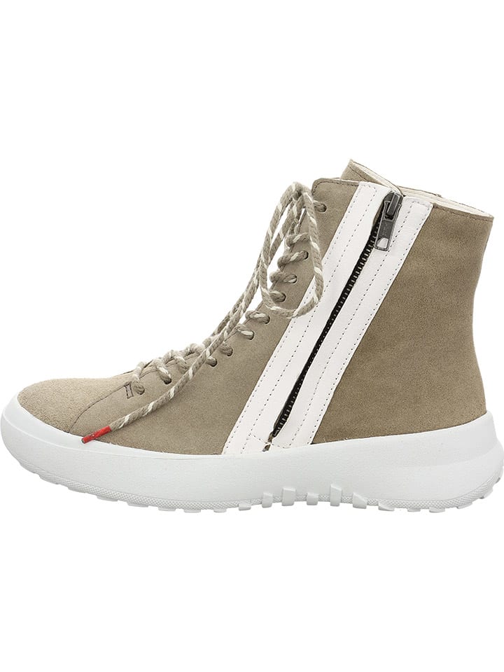 Leder-Boots in Beige