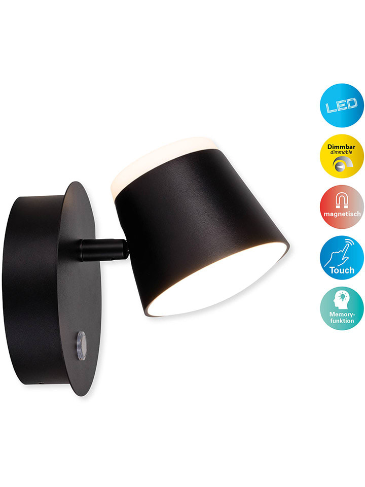 Akku-LED-Wandleuchte ""Tondo" in Schwarz - (B)14,5 cm