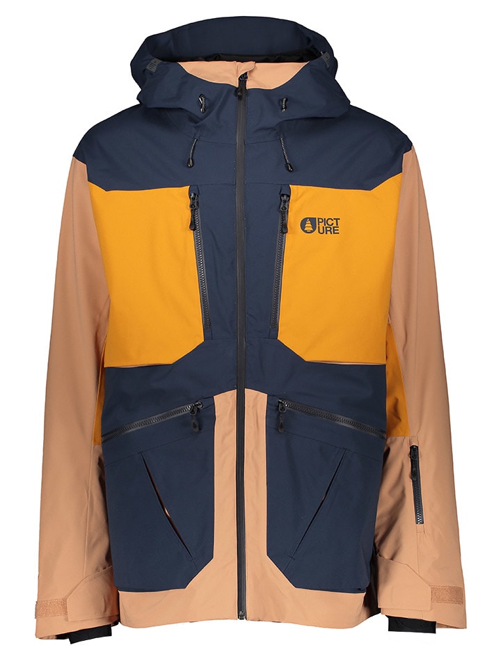Ski-/ Snowboardjacke "Naikoon" in Dunkelblau/ Orange/ Hellbraun