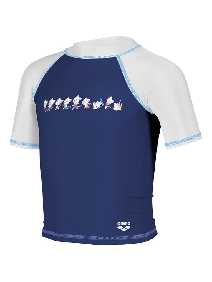 Badeshirt in Dunkelblau/ Weiß