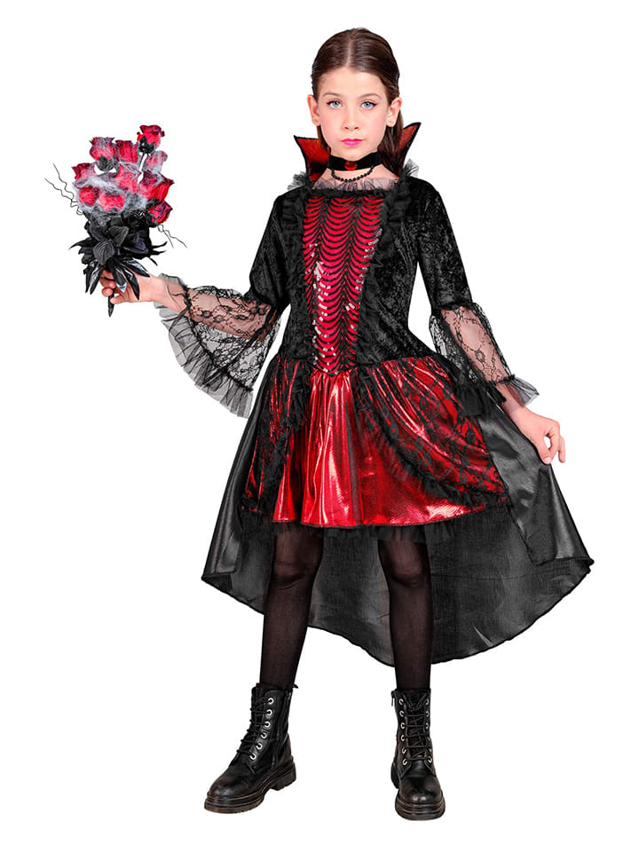 2tlg. Kostüm "Vampirin" in Schwarz/ Rot