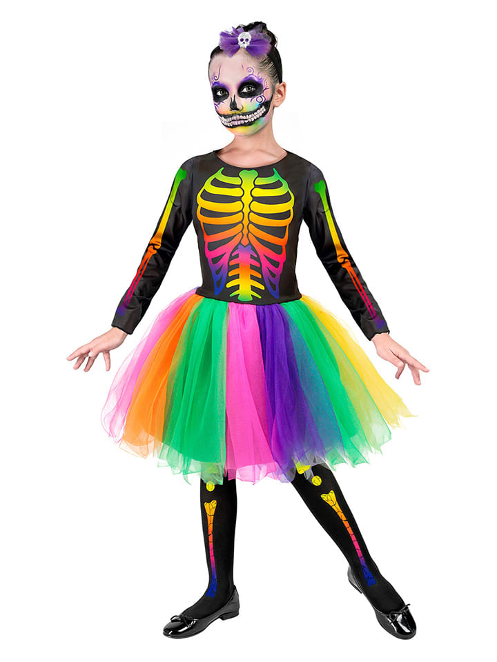 2-częściowy kostium "Skeleton" w kolorze czarnym ze wzorem