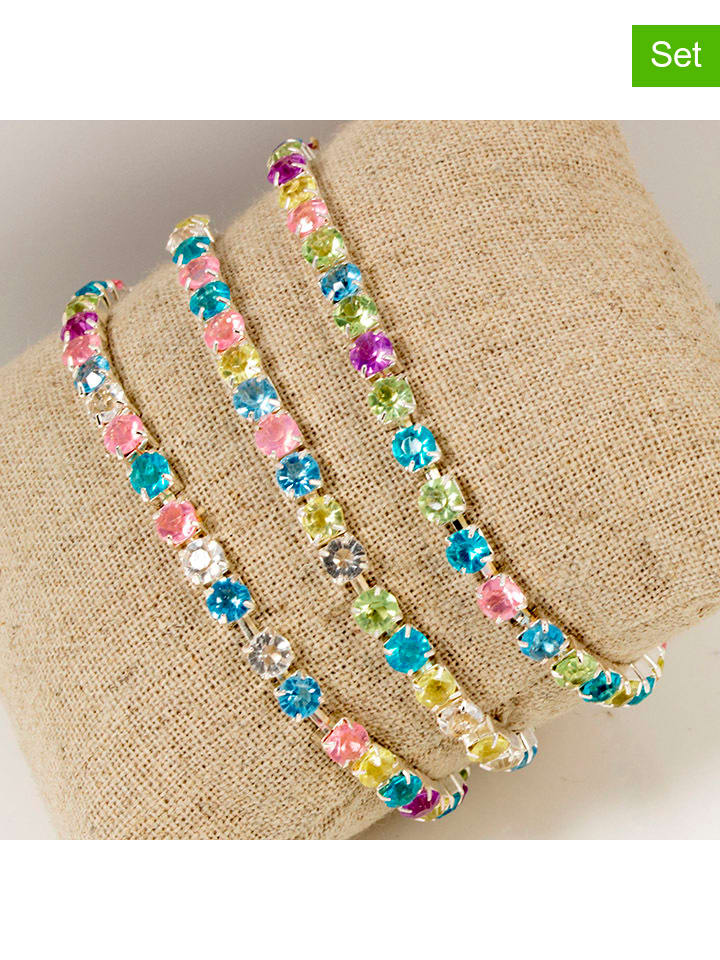 3-delige set: armbanden met kristallen