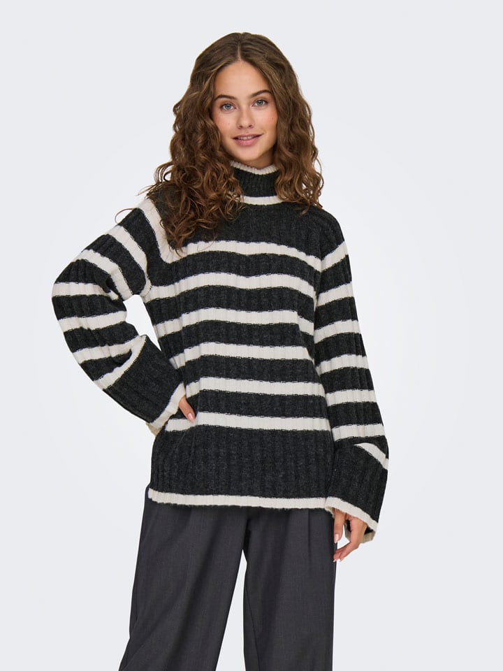 Sweter w kolorze kremowo-antracytowym