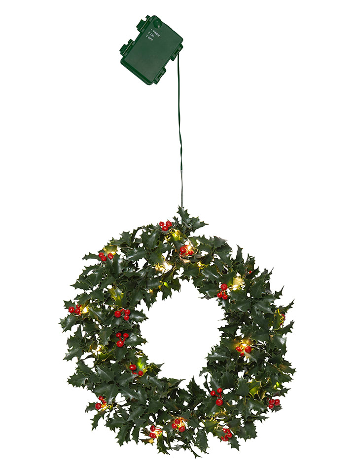 Wieniec LED "Holly" w kolorze zielonym - Ø 30 cm
