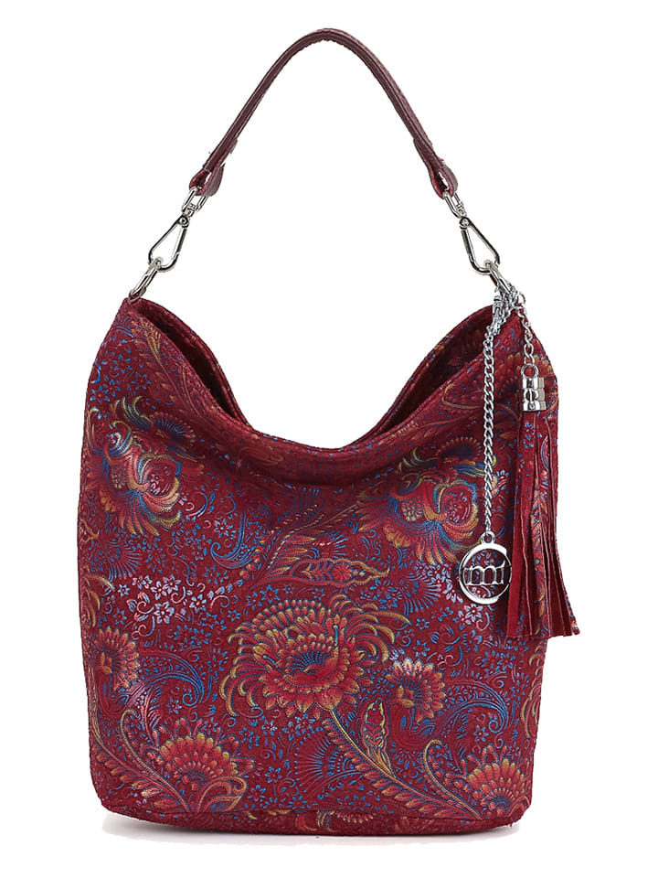 Leder-Schultertasche "Benaco" in Bordeaux - (B)28 x (H)31 x (T)15 cm