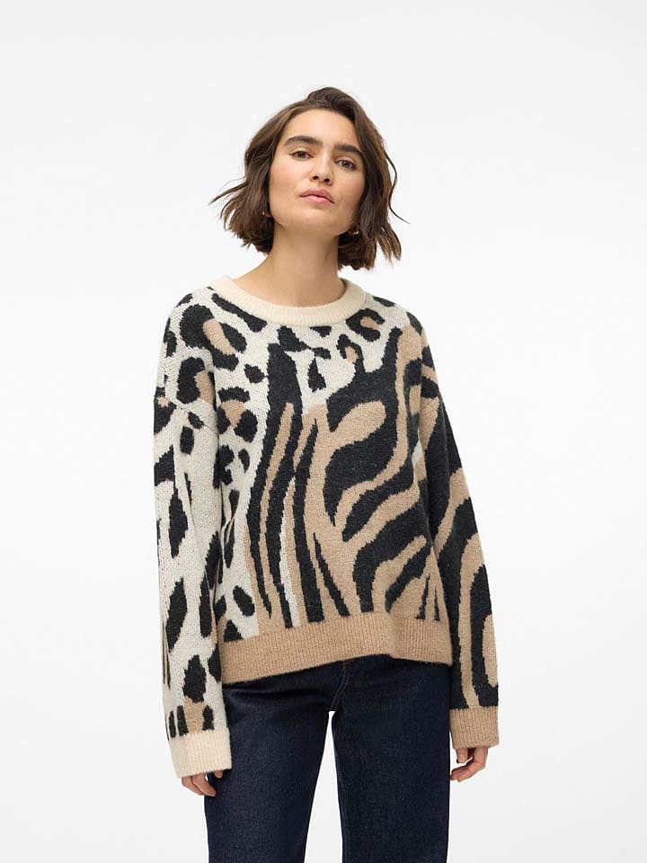 Pullover in Hellbraun/ Schwarz
