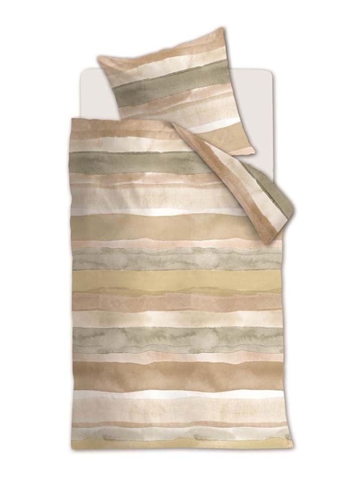 Renforcé-Bettwäsche-Set ''Mix Natural'' in Beige/ Grün