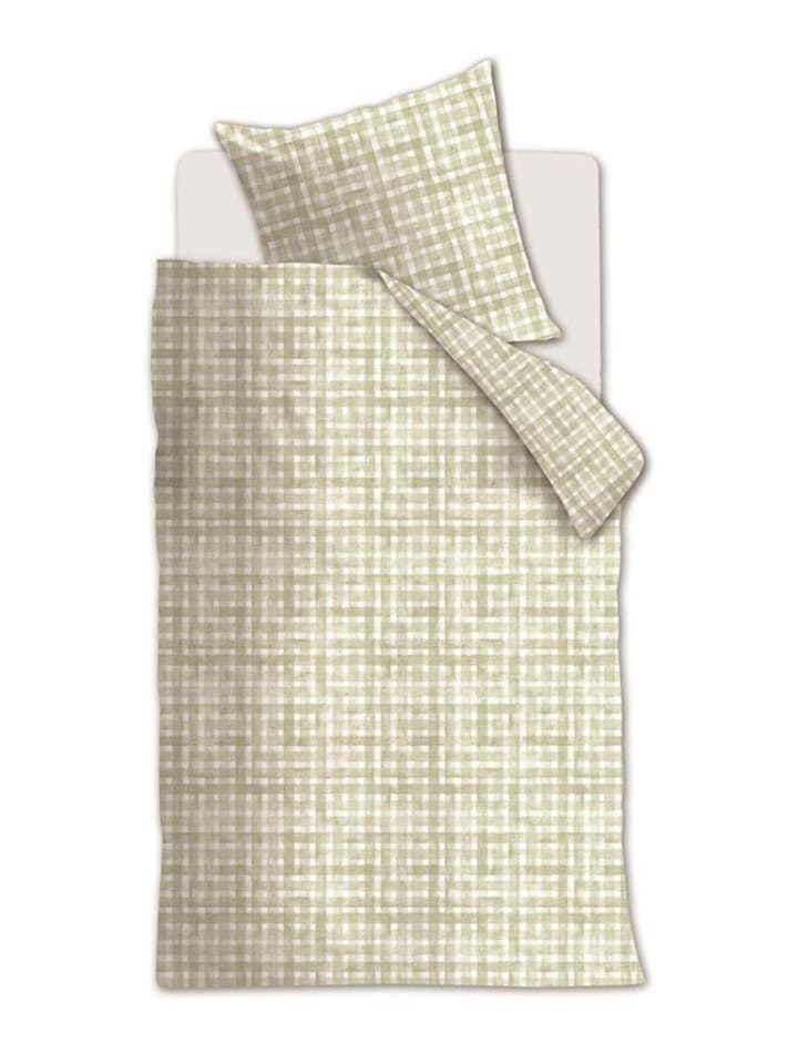Renforcé beddengoedset "Twice" beige/groen