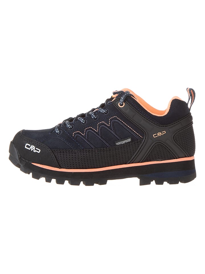 Skórzane buty trekkingowe "Moon Low" w kolorze czarno-pomarańczowym